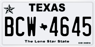 TX license plate BCW4645