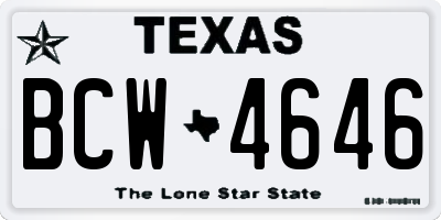 TX license plate BCW4646