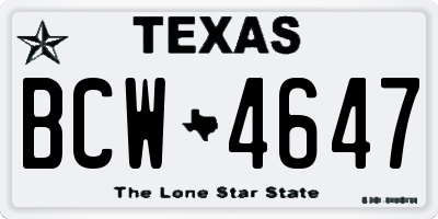 TX license plate BCW4647