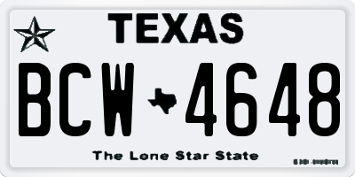TX license plate BCW4648