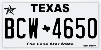 TX license plate BCW4650
