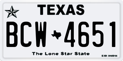 TX license plate BCW4651
