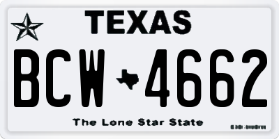 TX license plate BCW4662