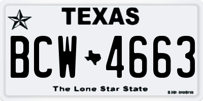 TX license plate BCW4663