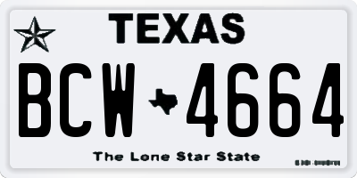 TX license plate BCW4664