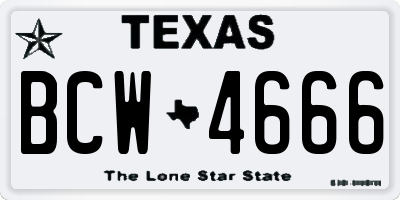 TX license plate BCW4666