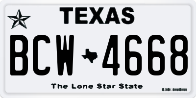 TX license plate BCW4668