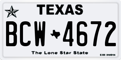 TX license plate BCW4672