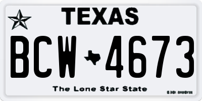TX license plate BCW4673