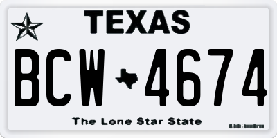 TX license plate BCW4674