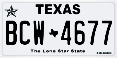 TX license plate BCW4677