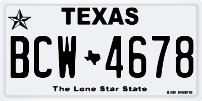 TX license plate BCW4678