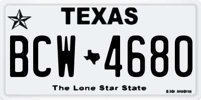 TX license plate BCW4680