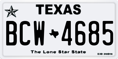 TX license plate BCW4685