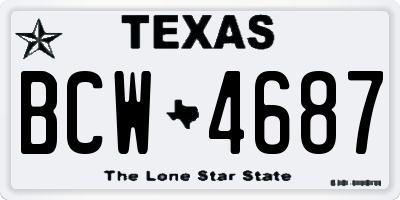 TX license plate BCW4687