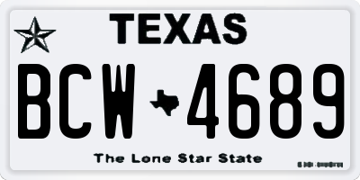 TX license plate BCW4689