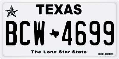 TX license plate BCW4699