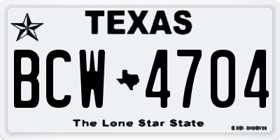 TX license plate BCW4704