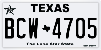 TX license plate BCW4705