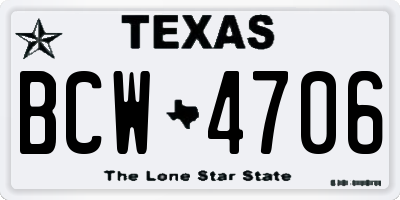TX license plate BCW4706