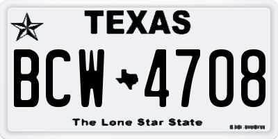 TX license plate BCW4708