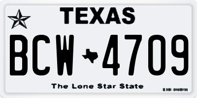 TX license plate BCW4709
