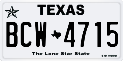 TX license plate BCW4715