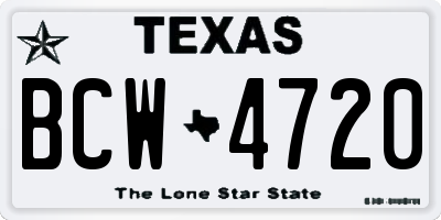 TX license plate BCW4720