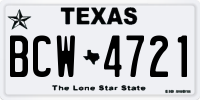 TX license plate BCW4721