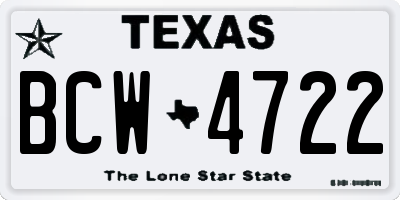 TX license plate BCW4722
