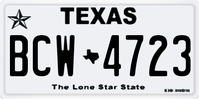 TX license plate BCW4723