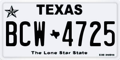 TX license plate BCW4725