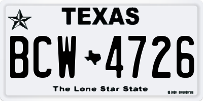TX license plate BCW4726
