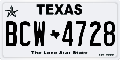 TX license plate BCW4728