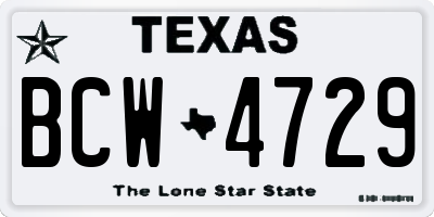 TX license plate BCW4729