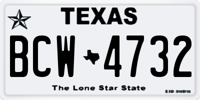 TX license plate BCW4732