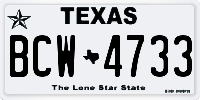 TX license plate BCW4733