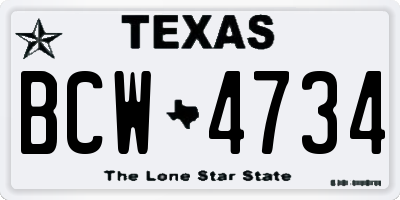 TX license plate BCW4734
