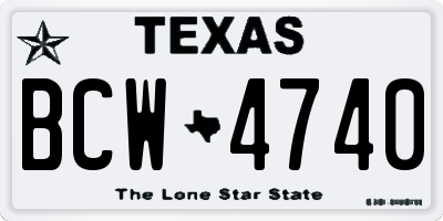 TX license plate BCW4740