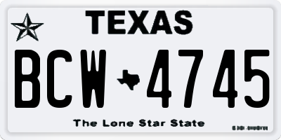 TX license plate BCW4745