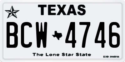 TX license plate BCW4746