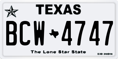 TX license plate BCW4747