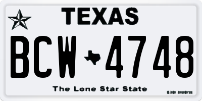TX license plate BCW4748