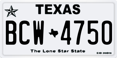 TX license plate BCW4750