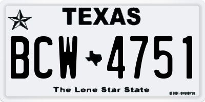 TX license plate BCW4751