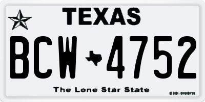 TX license plate BCW4752