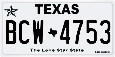 TX license plate BCW4753