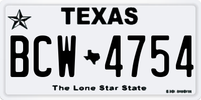 TX license plate BCW4754
