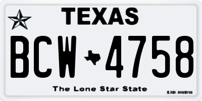 TX license plate BCW4758