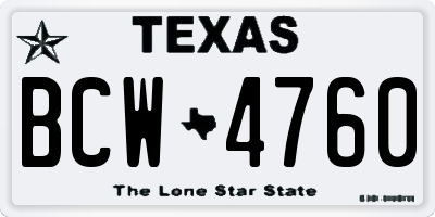 TX license plate BCW4760